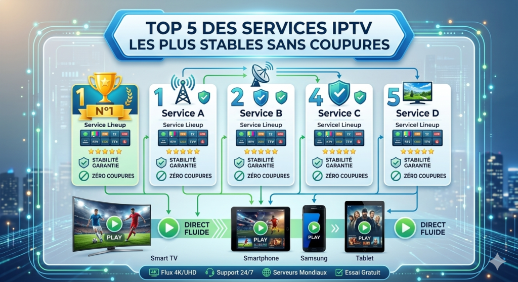 Top 5 des services IPTV les plus stables sans coupures
